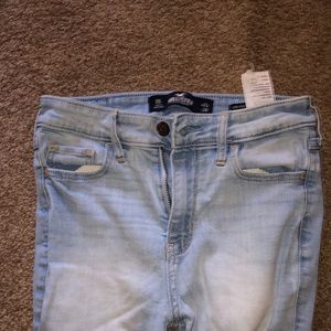 light blue high rise hollister super skinny jeans